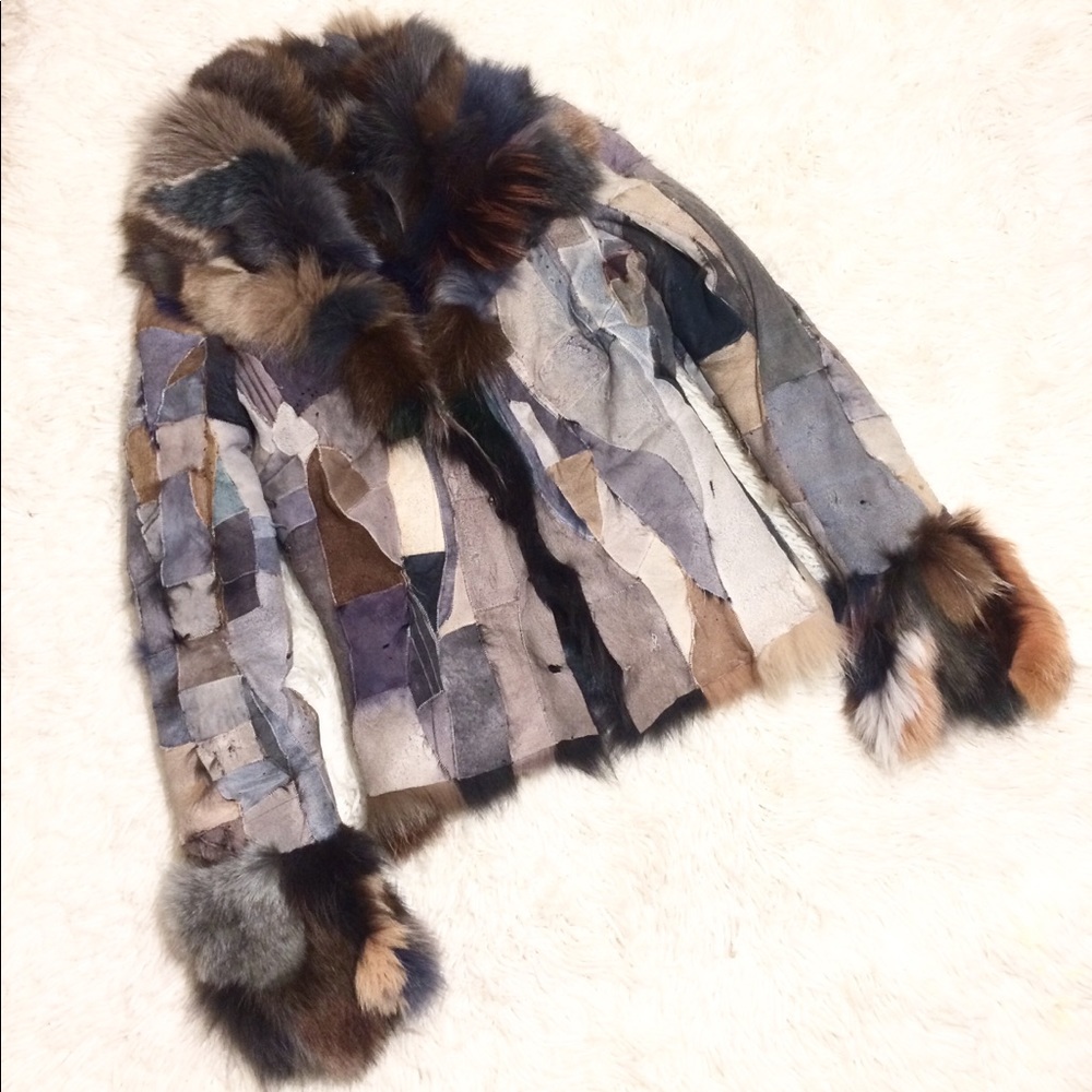 Sheri Bodell Multicolored Fox Fur Coat Size 4